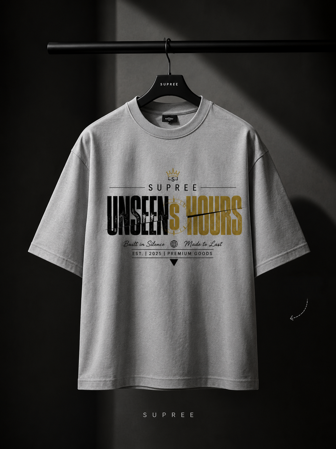 SUPREE Unseen Hours Premium Oversized T-Shirt for Men | 100% Cotton