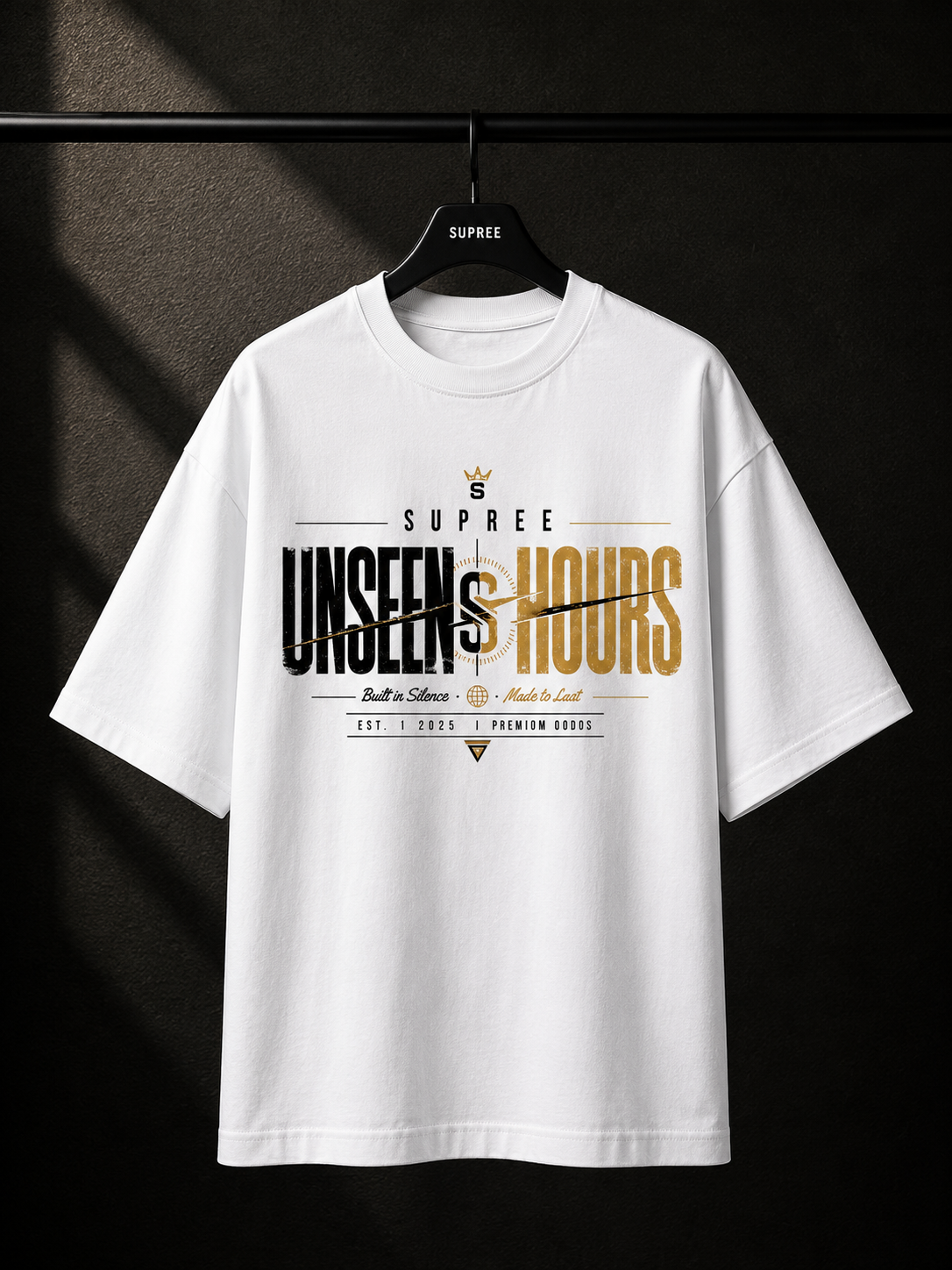 SUPREE Unseen Hours Premium Oversized T-Shirt for Men | 100% Cotton